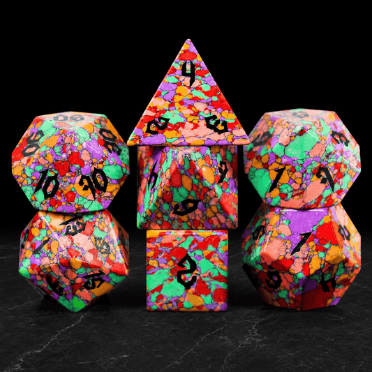 Mosaic Revel rainbow gemstone DnD dice set