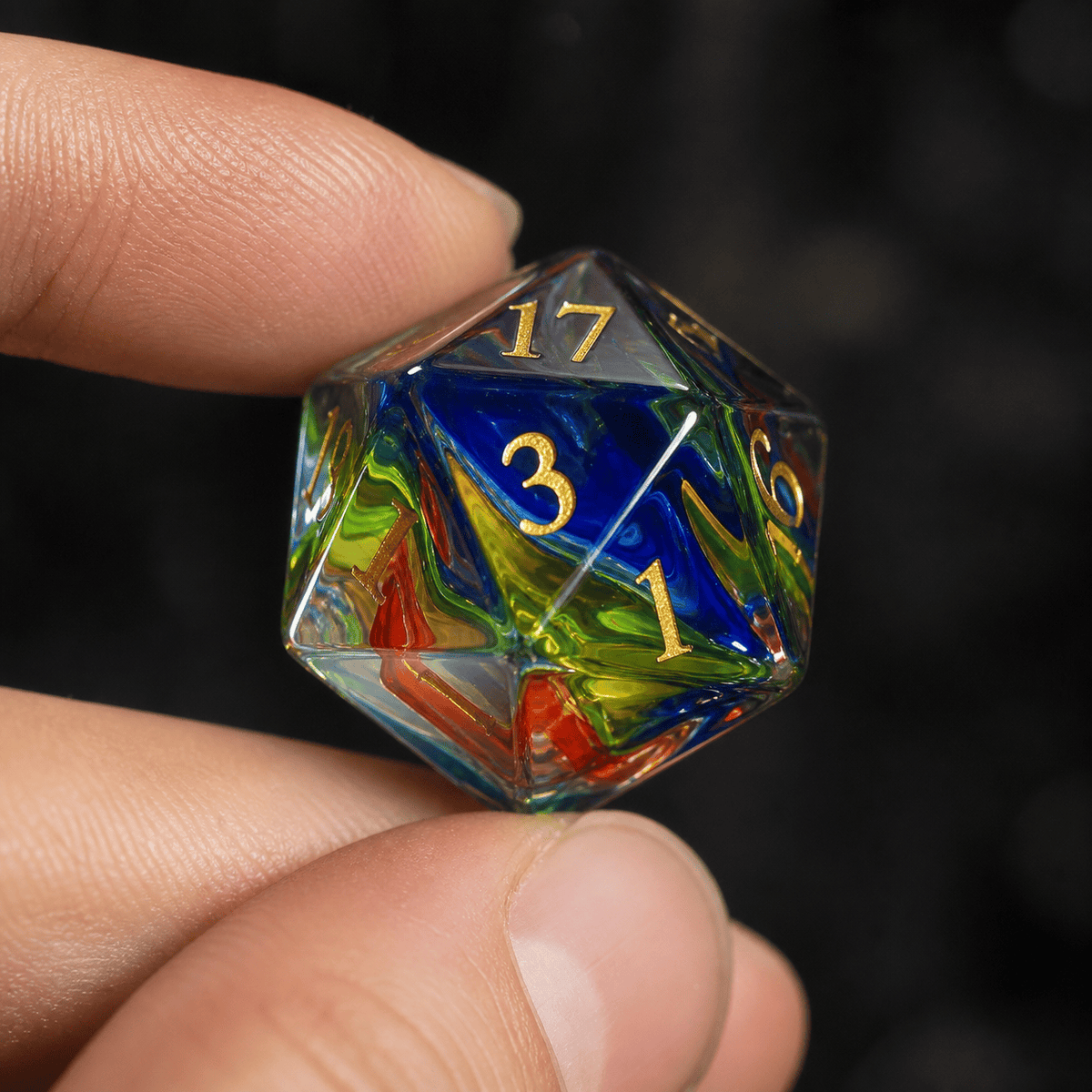 Astral Torrent - Gemstone Dice Set Astral Torrent | Rainbow Swirl 7-Piece Gemstone DnD Dice Set for RPGs