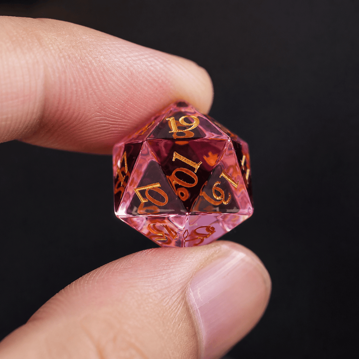 Roselight Enchantment - Gemstone Dice Set Roselight Enchantment | Pink 7-Piece Gemstone DnD Dice Set for RPGs