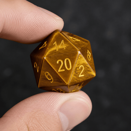 Tiger's Vigil - Gemstone Dice Set Tiger's Vigil | Amber Gold 7-Piece Gemstone DnD Dice Set for RPGs