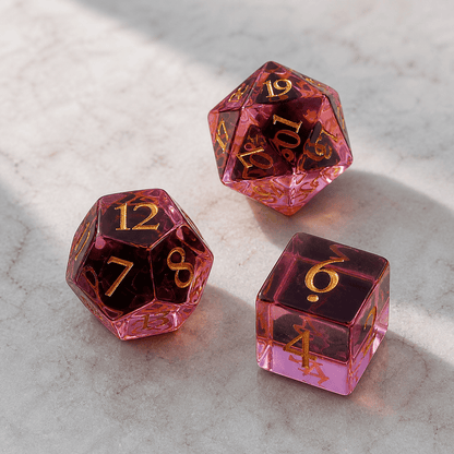 Roselight Enchantment - Gemstone Dice Set Roselight Enchantment | Pink 7-Piece Gemstone DnD Dice Set for RPGs