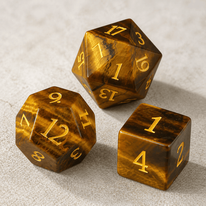 Tiger's Vigil - Gemstone Dice Set Tiger's Vigil | Amber Gold 7-Piece Gemstone DnD Dice Set for RPGs