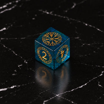 Tidal Prism D6 - K9 Blue Crystal Glass DnD dice set