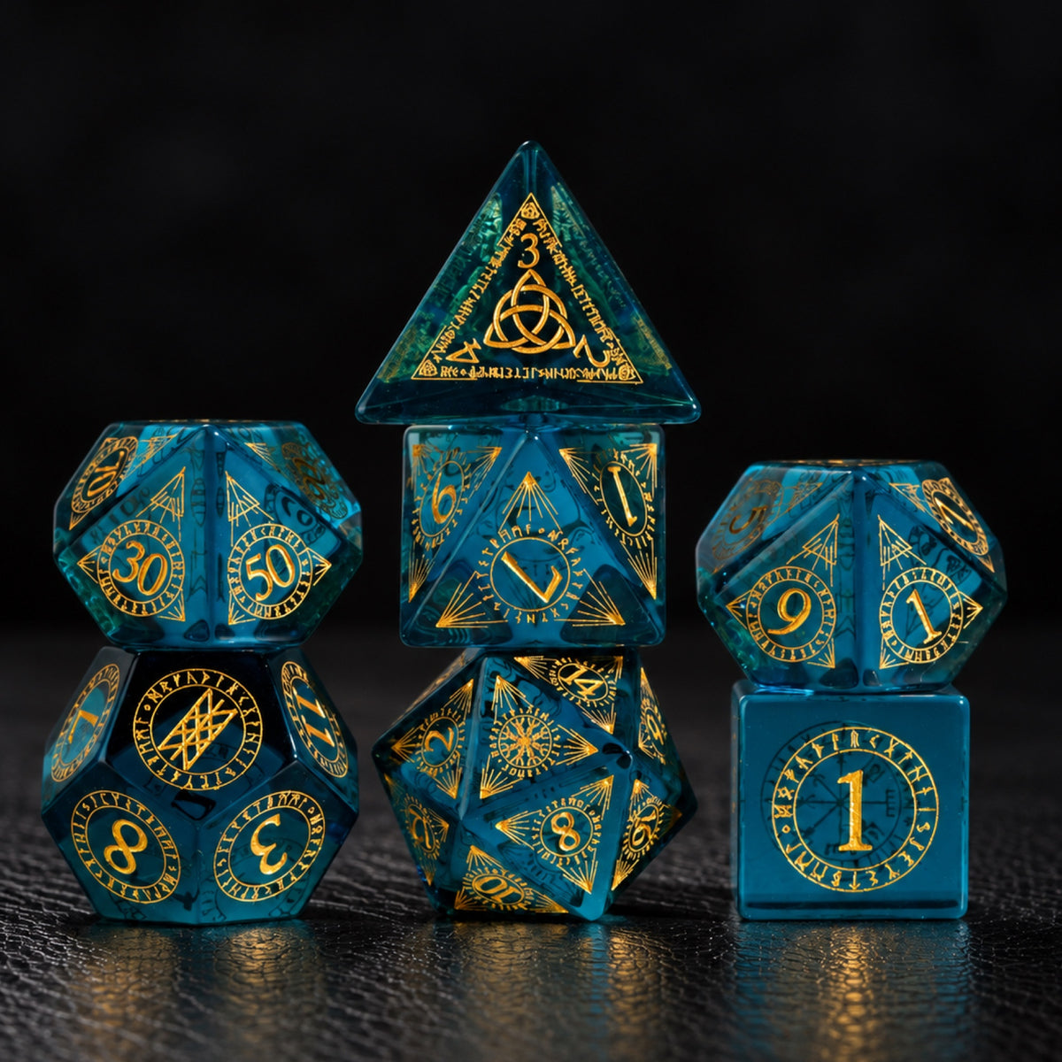 Tidal Prism main - K9 Blue Crystal Glass DnD dice set