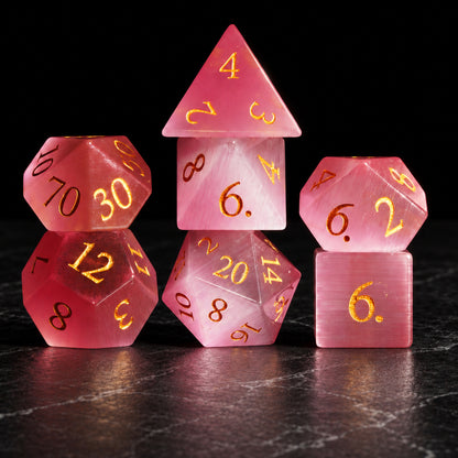 Roseveil Prophecy - complete seven-piece gemstone dice set