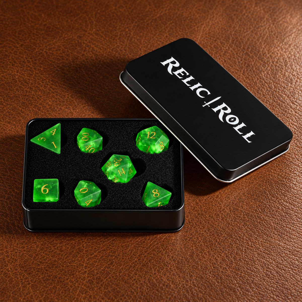 Verdant Fracture - Relic Roll presentation box with dice set