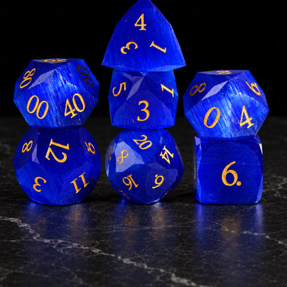 Azure Sentinel - complete seven-piece gemstone dice set