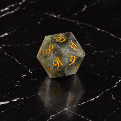 Moonlit Cairn D20 - Blue-White Gemstone DnD dice set