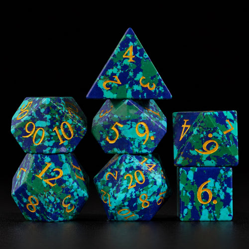 Verdigris Covenant main - Chrysocolla DnD dice set