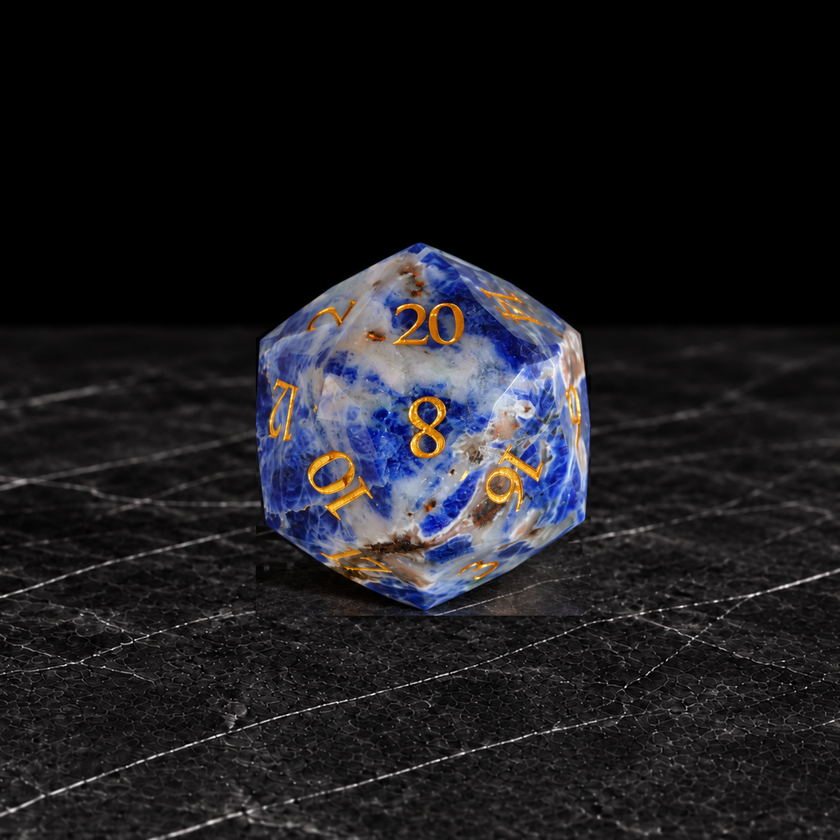 Lapis Crown Natural Lapis Lazuli DnD dice D20 detail