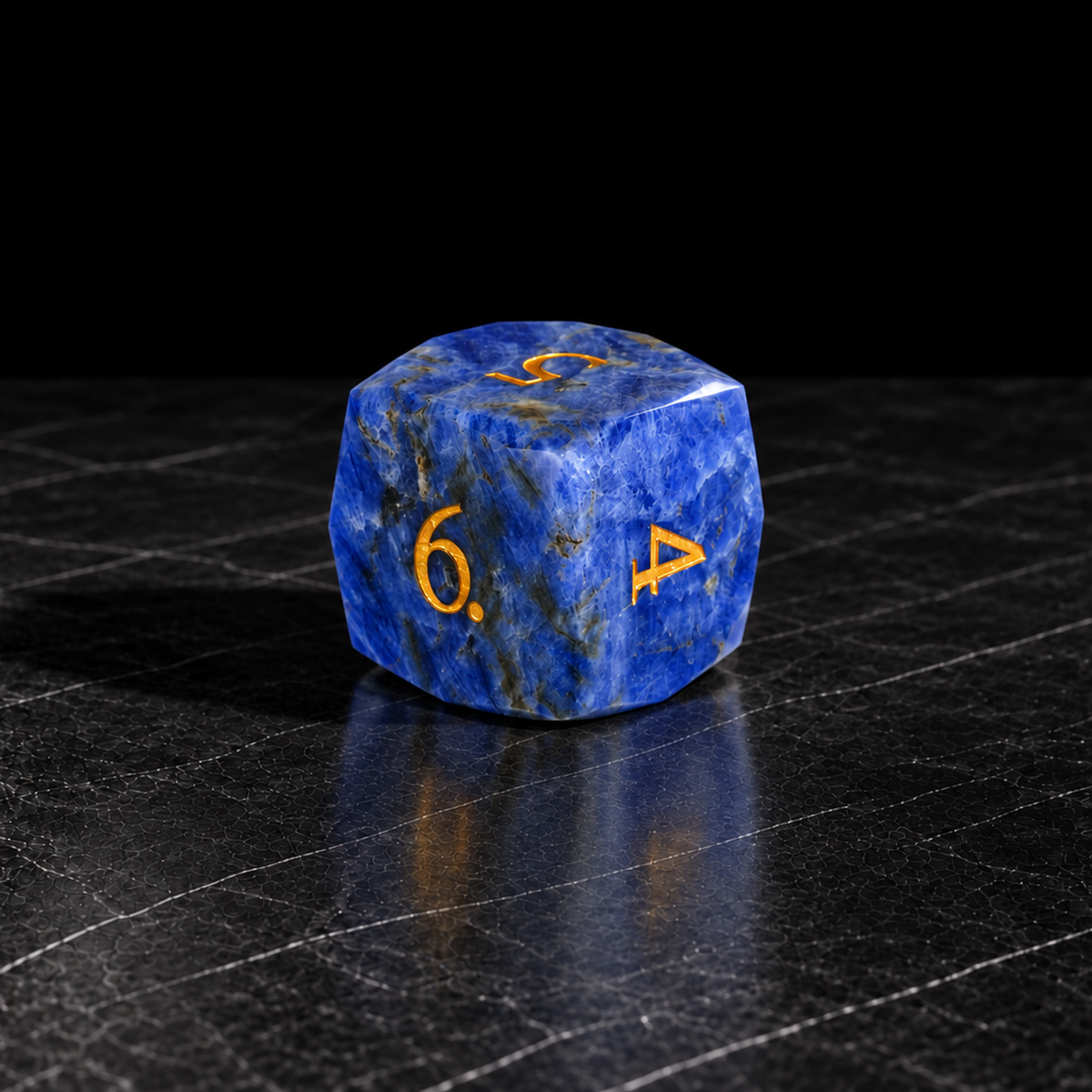 Lapis Crown Natural Lapis Lazuli DnD dice D6 detail