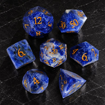 Lapis Crown Natural Lapis Lazuli DnD dice overhead view