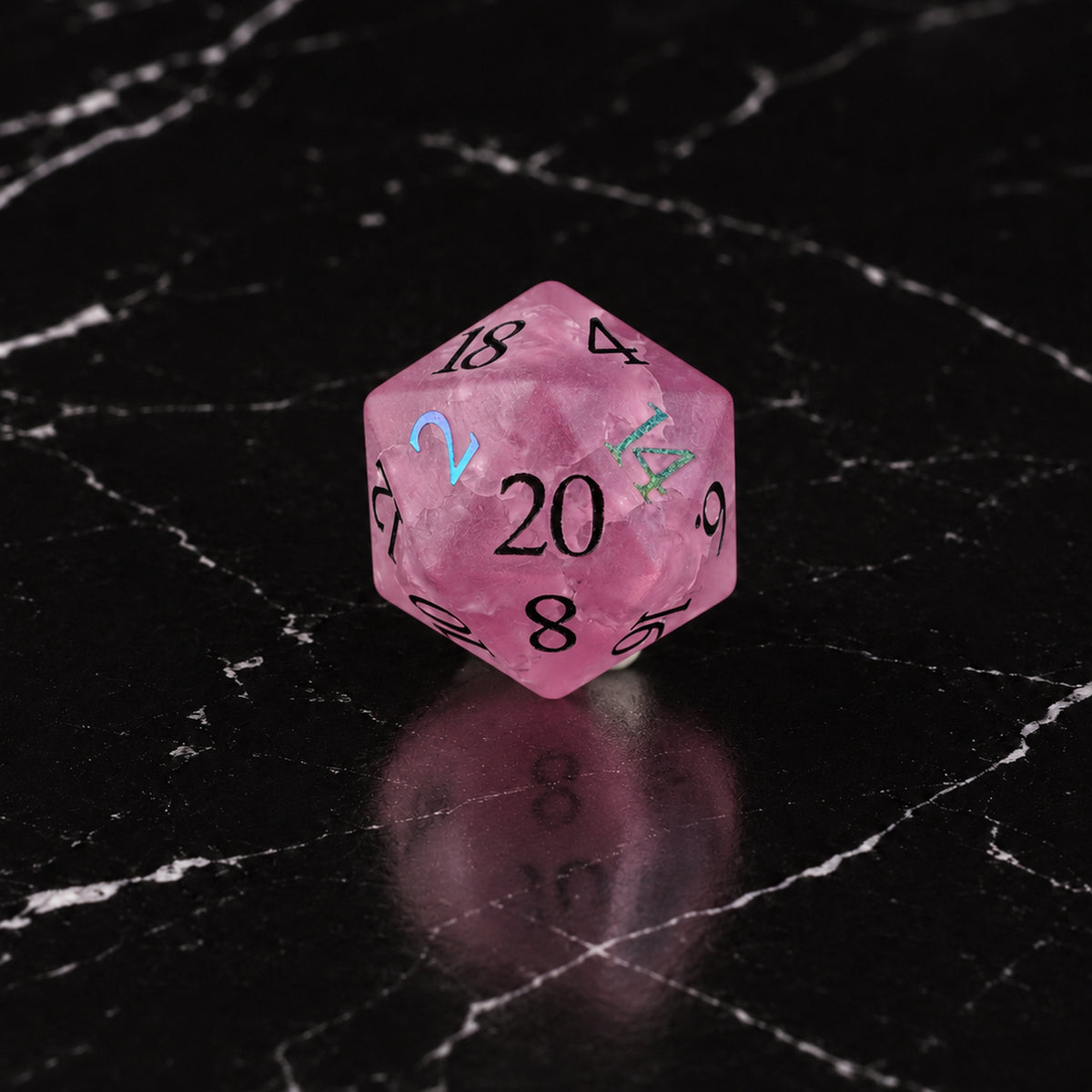 Roselight Vow D20 - Rose Quartz DnD dice set