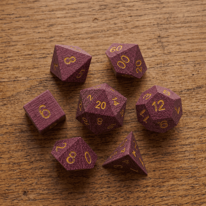 Violet - Wood Dice Set Purpleheart Wood Dice Set for DND, 7pcs Handmade Polyhedral RPG Dice