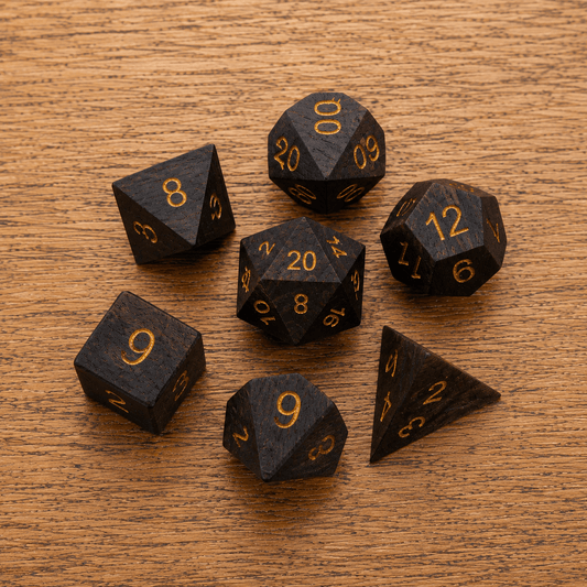 African Blackwood - Wood Dice Set African Blackwood Wood Dice Set for DND, 7pcs Handmade Polyhedral RPG Dice