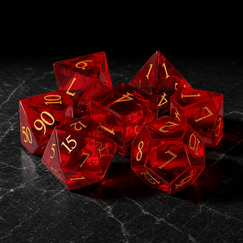 Emberblood Oath - Gemstone Dice Set Emberblood Oath | Crimson 7-Piece Gemstone DnD Dice Set for RPGs