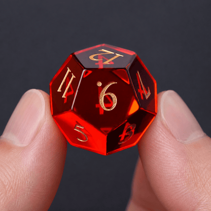 Emberblood Oath - Gemstone Dice Set Emberblood Oath | Crimson 7-Piece Gemstone DnD Dice Set for RPGs