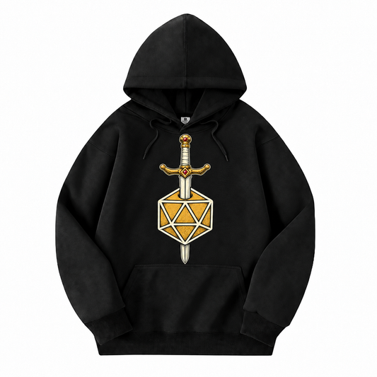 Sword & D20 black D&D hoodie front view