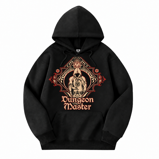 Dungeon Master black D&D hoodie front view