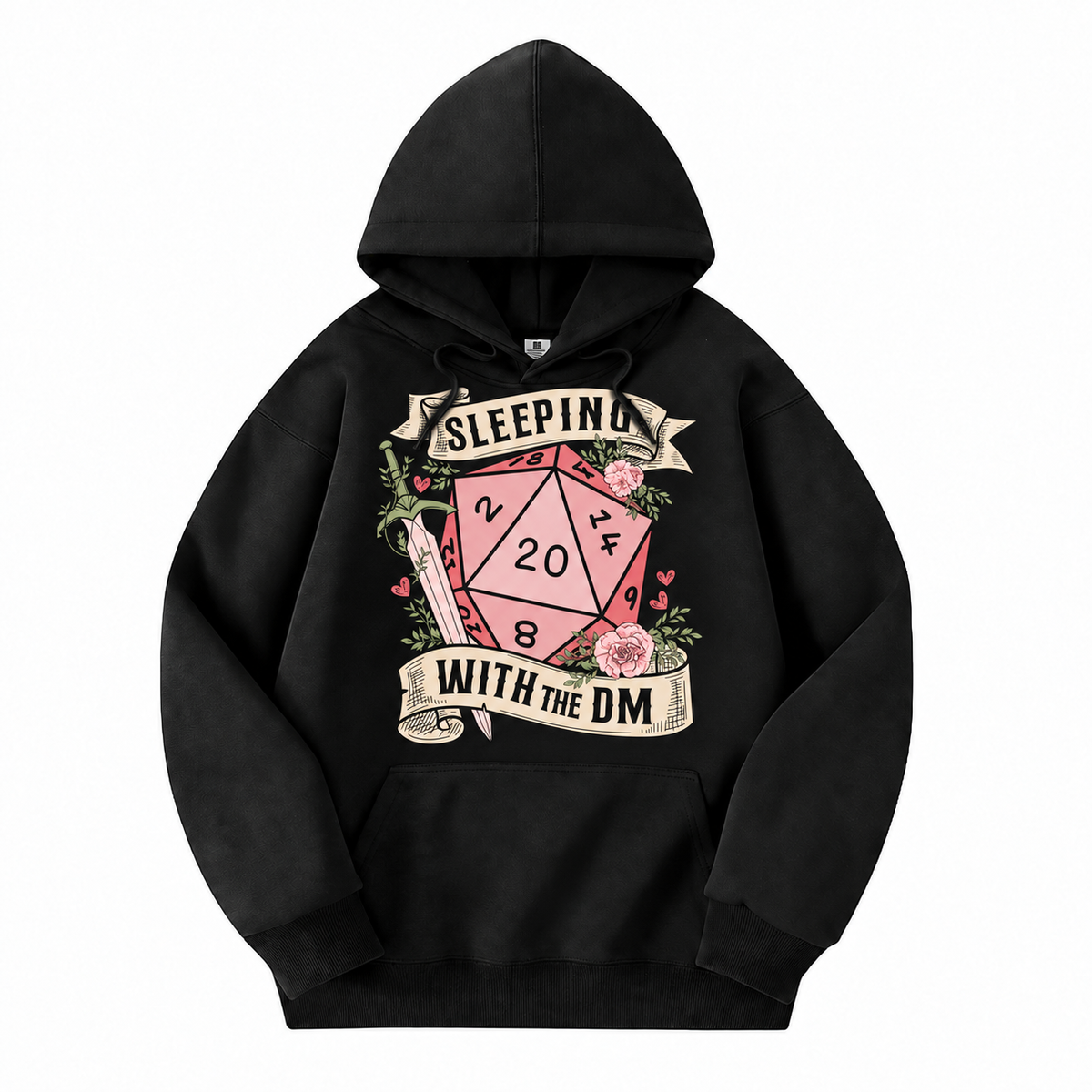 Sleeping with the DM black D&D hoodie front view