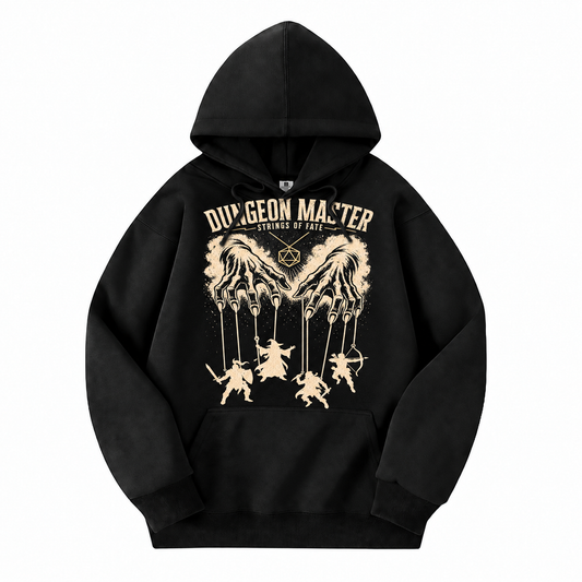 Dungeon Master Puppet Master black D&D hoodie front view