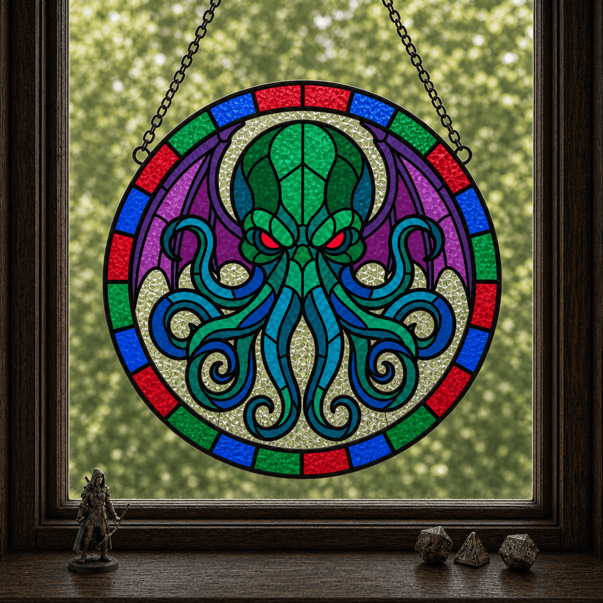 Eldritch Awakening - Stained Glass Suncatcher Eldritch Awakening | Eldritch DnD Stained Glass Suncatcher
