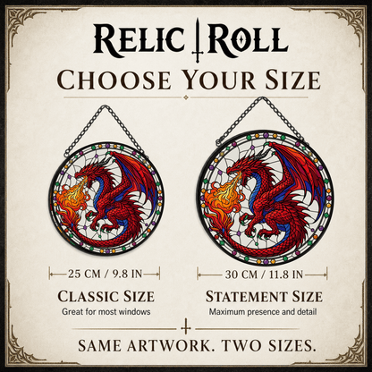 Wyrmfire Dominion - Stained Glass Suncatcher Wyrmfire Dominion | Dragon DnD Stained Glass Suncatcher