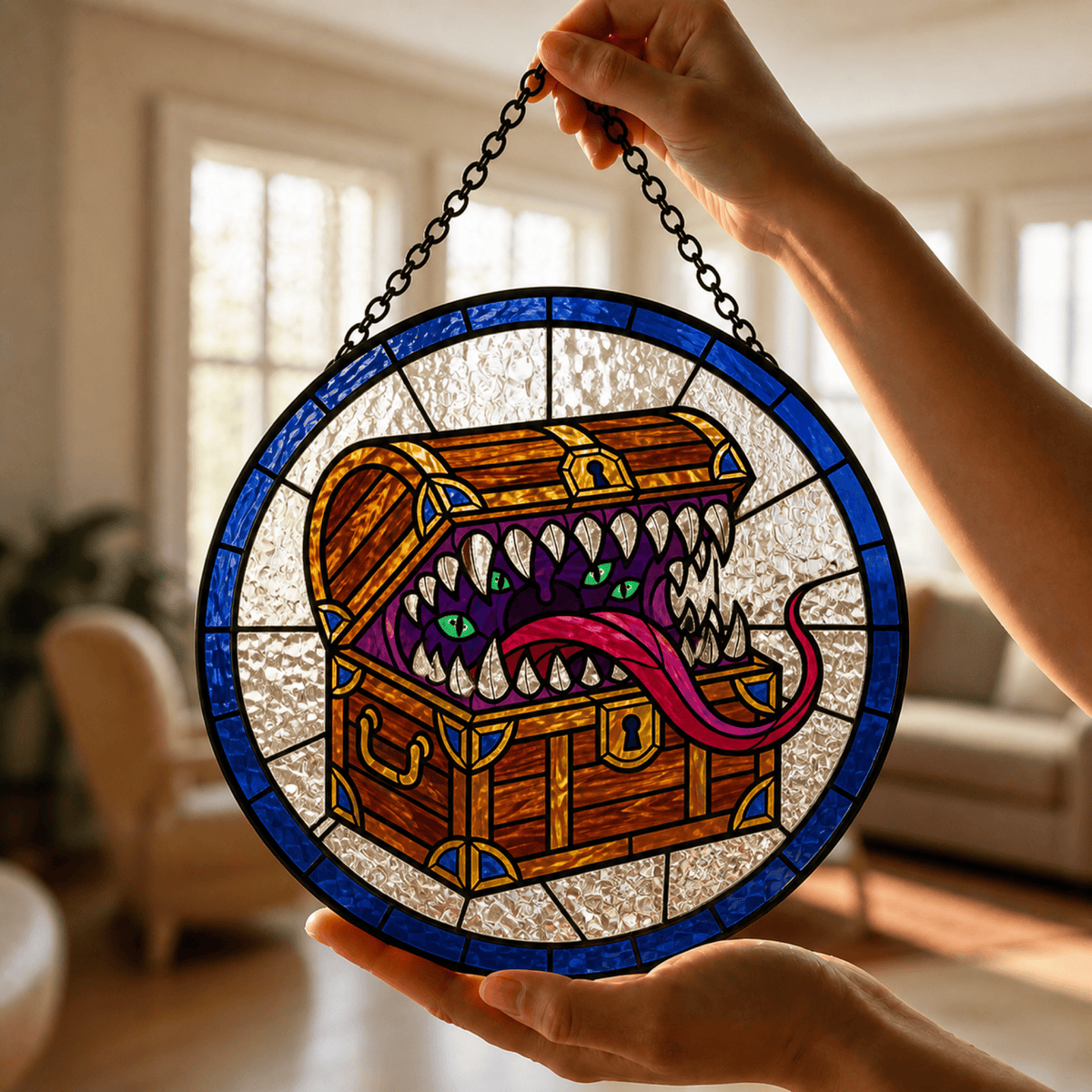 Mimic’s Feast - Stained Glass Suncatcher Mimic’s Feast | Mimic DnD Stained Glass Suncatcher