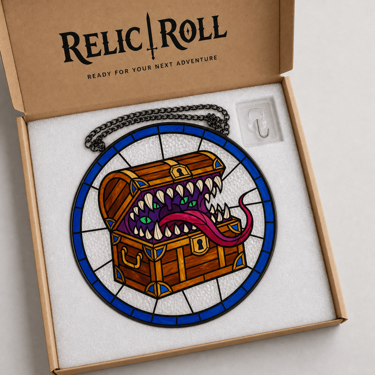 Mimic’s Feast - Stained Glass Suncatcher Mimic’s Feast | Mimic DnD Stained Glass Suncatcher