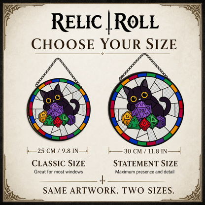 Familiar’s Fortune - Stained Glass Suncatcher Familiar’s Fortune | Black Cat Dice Stained Glass Suncatcher