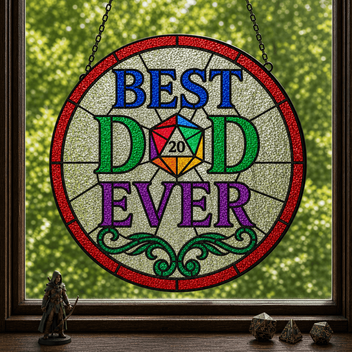 Best D&D Ever - Stained Glass Suncatcher Best D&D Ever | D&D Gamer Gift Stained Glass Suncatcher