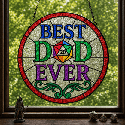 Best D&D Ever - Stained Glass Suncatcher Best D&D Ever | D&D Gamer Gift Stained Glass Suncatcher