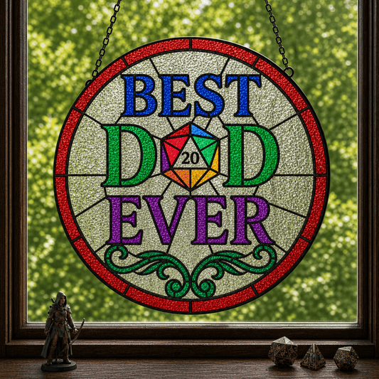 Best D&D Ever - Stained Glass Suncatcher Best D&D Ever | D&D Gamer Gift Stained Glass Suncatcher
