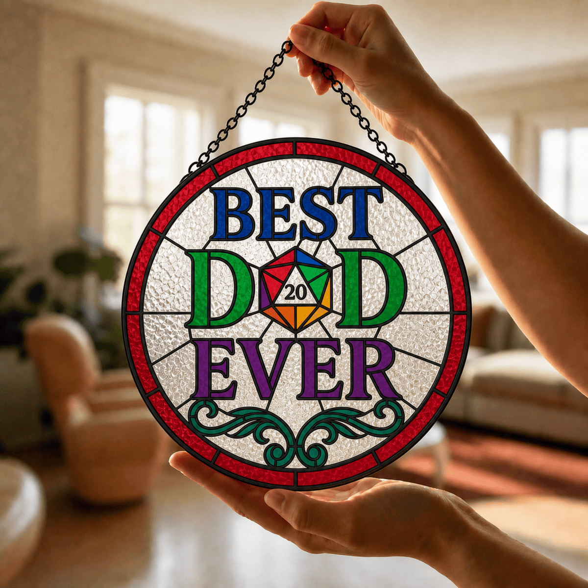 Best D&D Ever - Stained Glass Suncatcher Best D&D Ever | D&D Gamer Gift Stained Glass Suncatcher