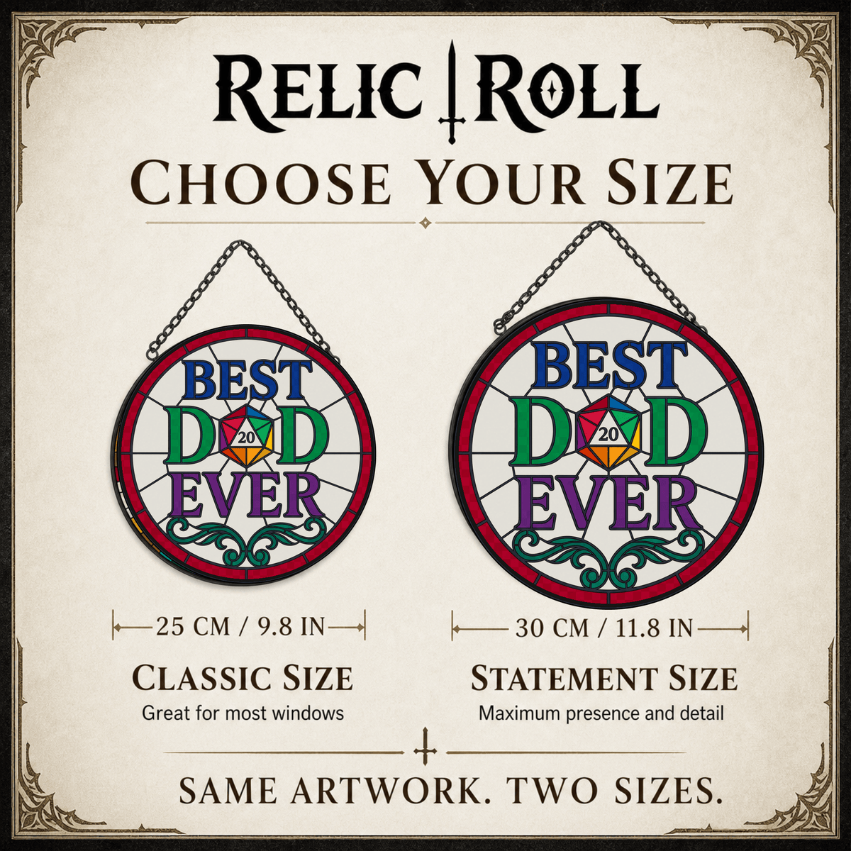 Best D&D Ever - Stained Glass Suncatcher Best D&D Ever | D&D Gamer Gift Stained Glass Suncatcher