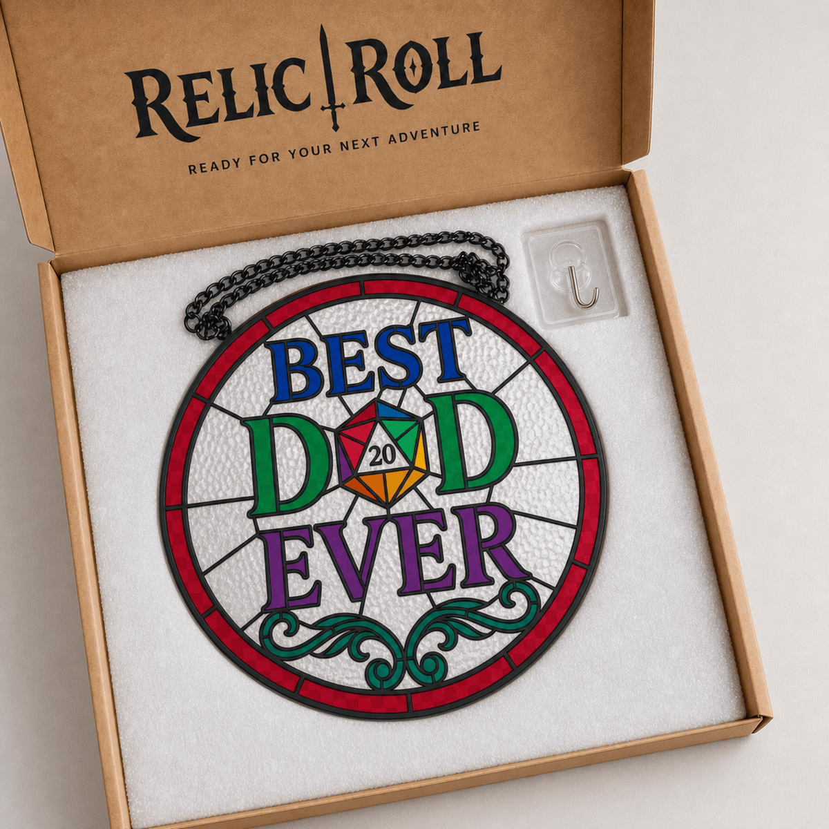 Best D&D Ever - Stained Glass Suncatcher Best D&D Ever | D&D Gamer Gift Stained Glass Suncatcher