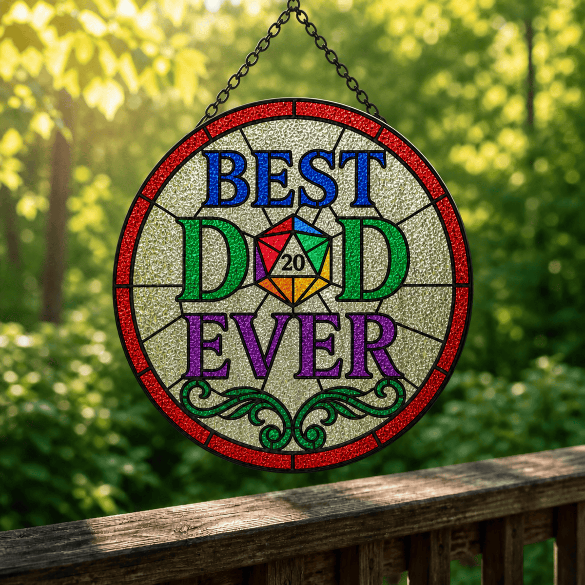 Best D&D Ever - Stained Glass Suncatcher Best D&D Ever | D&D Gamer Gift Stained Glass Suncatcher