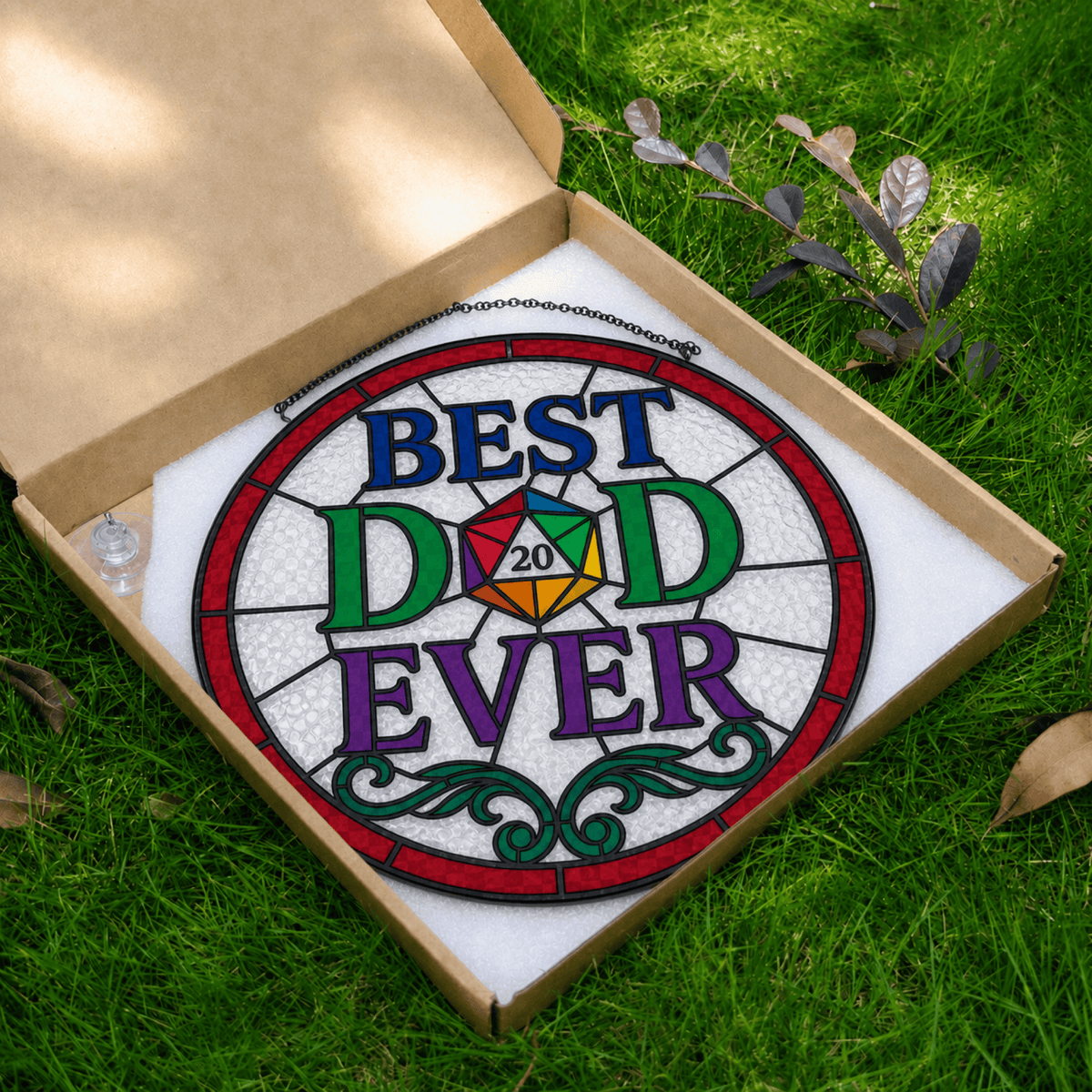 Best D&D Ever - Stained Glass Suncatcher Best D&D Ever | D&D Gamer Gift Stained Glass Suncatcher