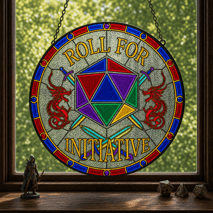Roll for Initiative - Stained Glass Suncatcher Roll for Initiative | D20 DnD Stained Glass Suncatcher