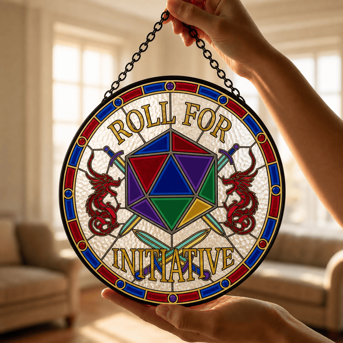 Roll for Initiative - Stained Glass Suncatcher Roll for Initiative | D20 DnD Stained Glass Suncatcher