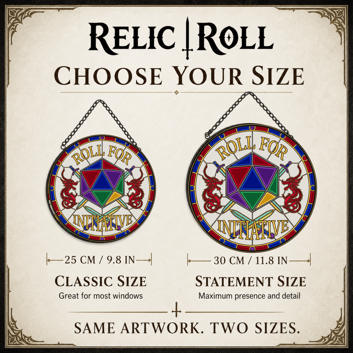 Roll for Initiative - Stained Glass Suncatcher Roll for Initiative | D20 DnD Stained Glass Suncatcher