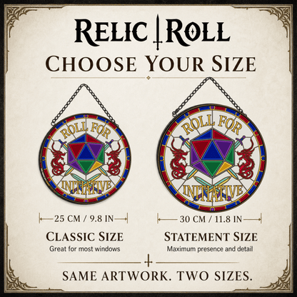 Roll for Initiative - Stained Glass Suncatcher Roll for Initiative | D20 DnD Stained Glass Suncatcher
