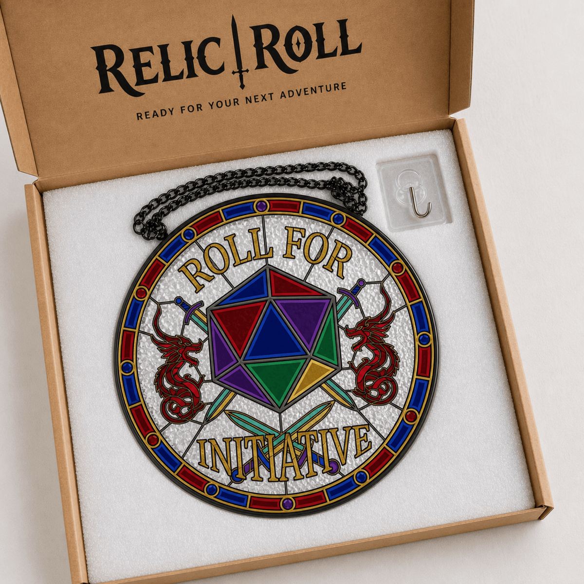 Roll for Initiative - Stained Glass Suncatcher Roll for Initiative | D20 DnD Stained Glass Suncatcher