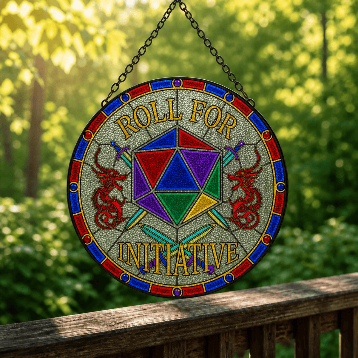 Roll for Initiative - Stained Glass Suncatcher Roll for Initiative | D20 DnD Stained Glass Suncatcher