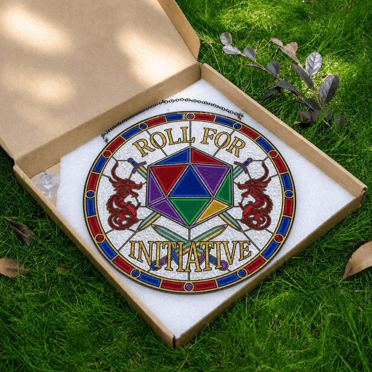 Roll for Initiative - Stained Glass Suncatcher Roll for Initiative | D20 DnD Stained Glass Suncatcher