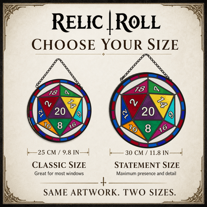 Fatewheel Twenty - Stained Glass Suncatcher Fatewheel Twenty | D20 Dice Stained Glass Suncatcher