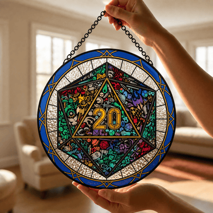 Dungeon Mosaic - Stained Glass Suncatcher Dungeon Mosaic | D20 Dice Stained Glass Suncatcher