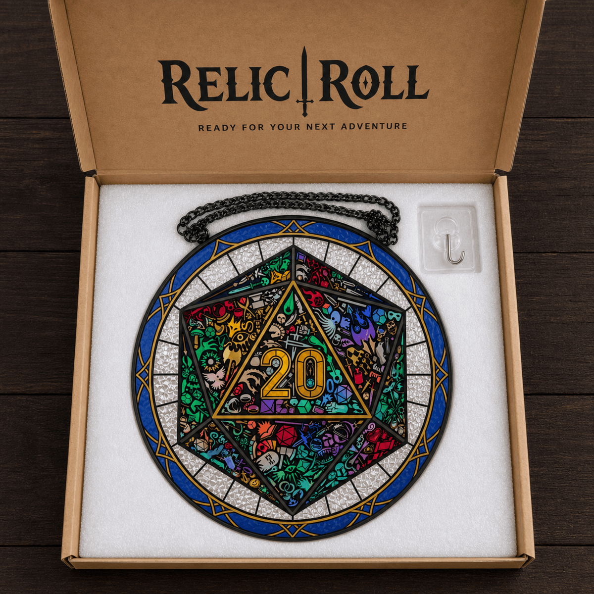 Dungeon Mosaic - Stained Glass Suncatcher Dungeon Mosaic | D20 Dice Stained Glass Suncatcher