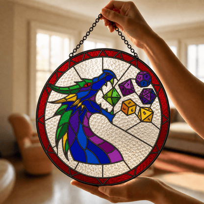 Dicewing Drake - Stained Glass Suncatcher Dicewing Drake | Dragon Dice Stained Glass Suncatcher