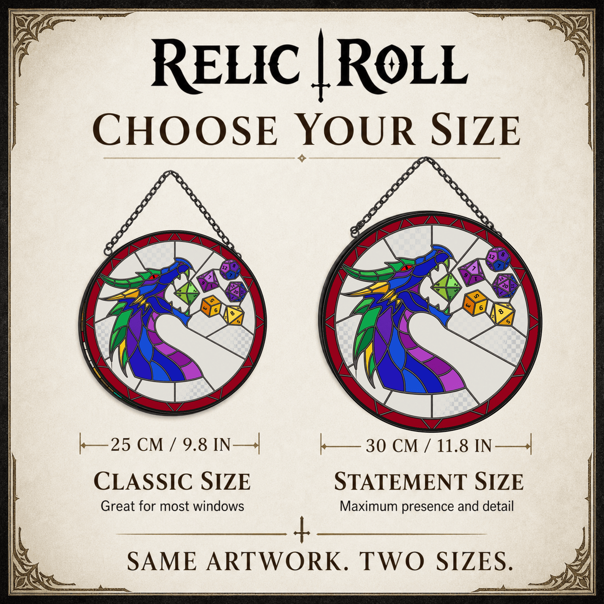 Dicewing Drake - Stained Glass Suncatcher Dicewing Drake | Dragon Dice Stained Glass Suncatcher
